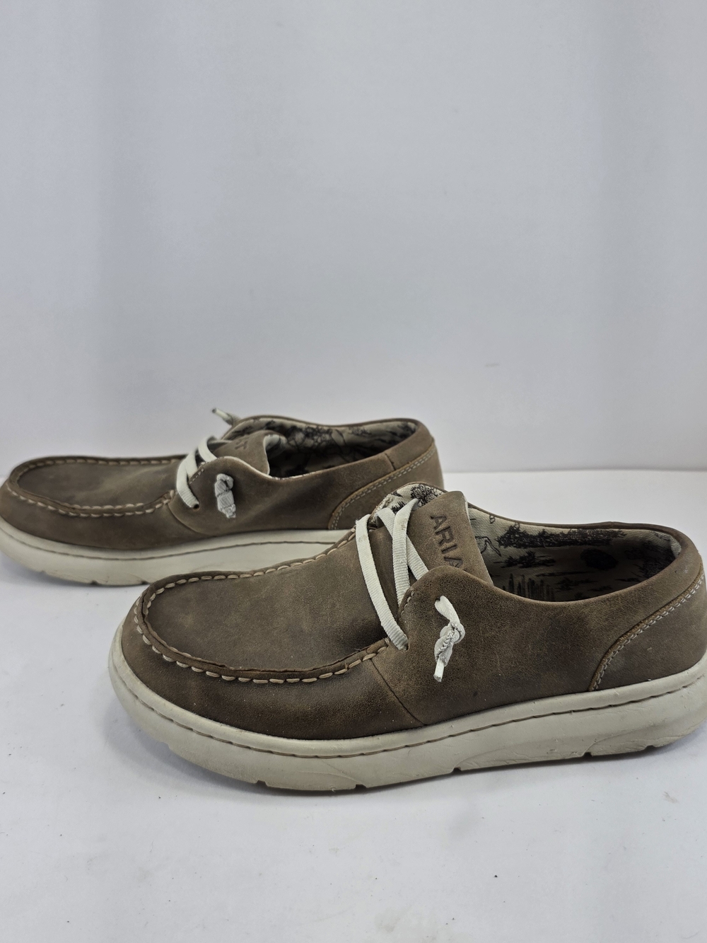 Ariat Women’s 6B Brown Leather Moc Toe Casual Boat Loafer Shoes - Picture 4 of 8